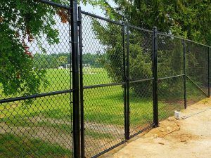 Photo of a black pvc coated tall chain link fence