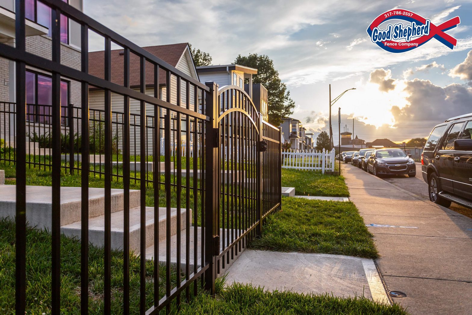 Photo of a black aluminum fence