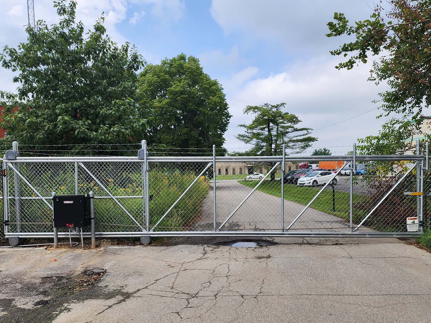 Photo of an automatic gate from a fencing contractor in Indianapolis