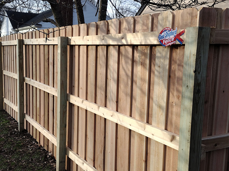 Board on board wood fencing in Indianapolis Indiana