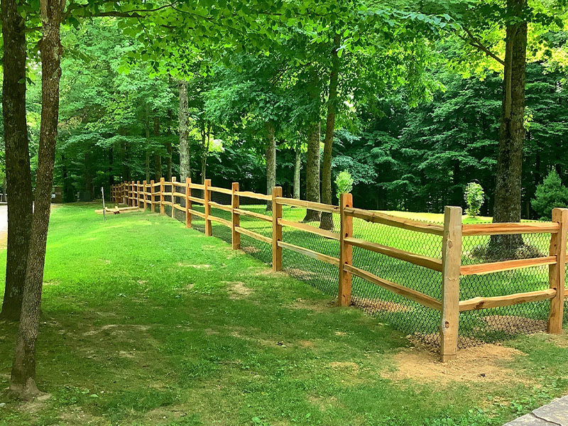 Post and rail wood fencing in Indianapolis Indiana